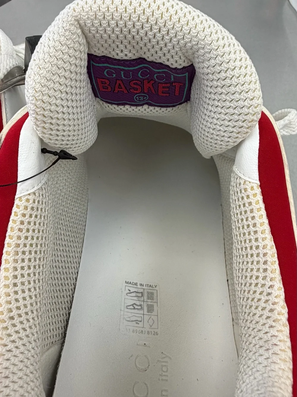 Gucci White & Red Basket Low-Top Sneaker